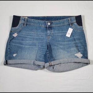 4144 Gap stretch denim maternity shorts 14 NEW